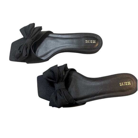 Maeve by Anthropologie Bow Micro Wedge Sandals in Black Size10 NEW - Picture 7 of 9